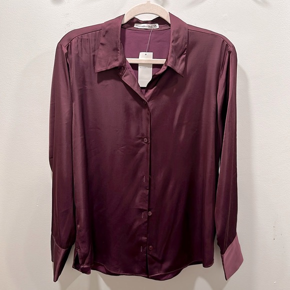 Abercrombie & Fitch Tops - Abercrombie and Fitch Long-Sleeve Satin Button-Up Shirt